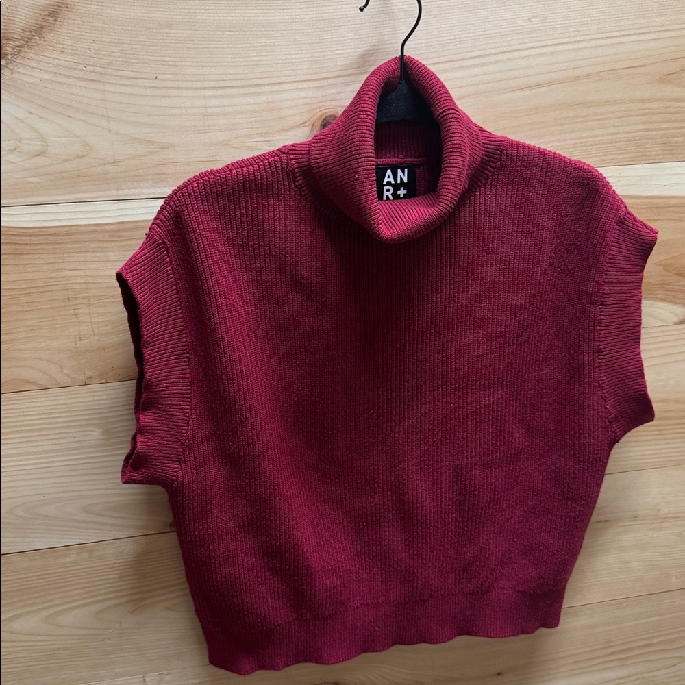 All N Rock maroon  Turtleneck Sleeveless Sweater